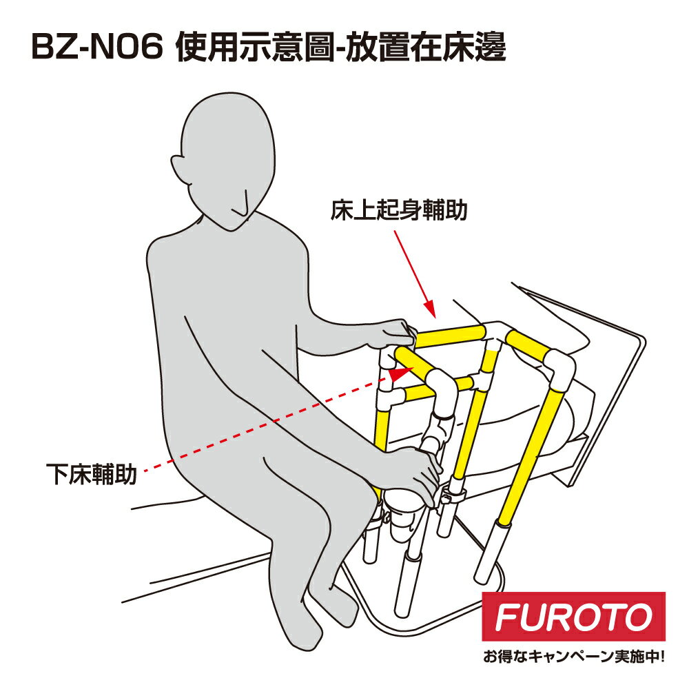 MAZROC 松六】ㄇ字型床邊扶手協助起身BZ-N06｜高度可調整安全穩固支撐