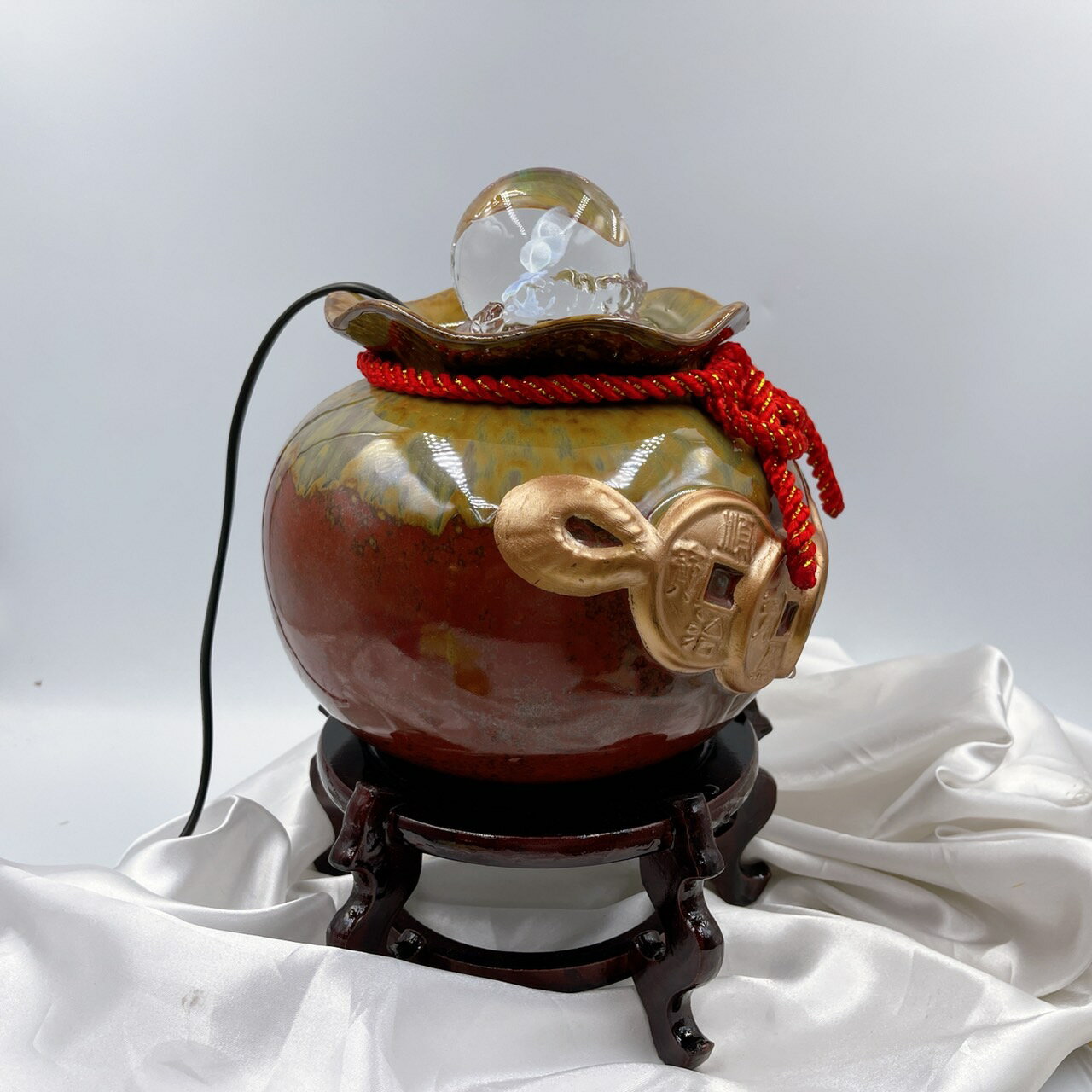 Sweet Heart 田芯開運精選 💯台灣現貨 MIT鶯歌 陶瓷 招財進寶 時來運轉 流水盆 含底座 (聚寶甕) 6