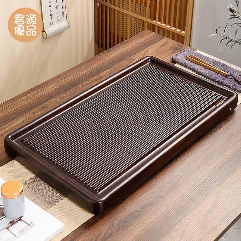 茶盤 功夫茶具茶盤 託盤 黑檀木茶盤 實木家用新款客廳排水茶盤 辦公室仿整塊原木茶托盤 茶臺茶海
