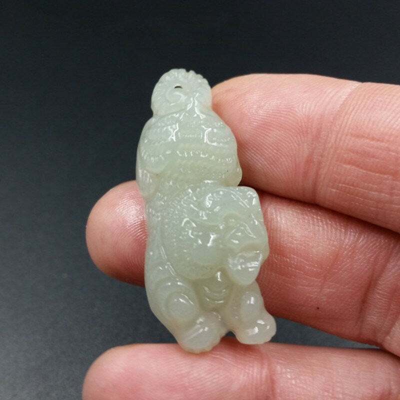 新款天然玉石a貨和田玉生肖虎玉掛件白玉老虎吊墜立體虎