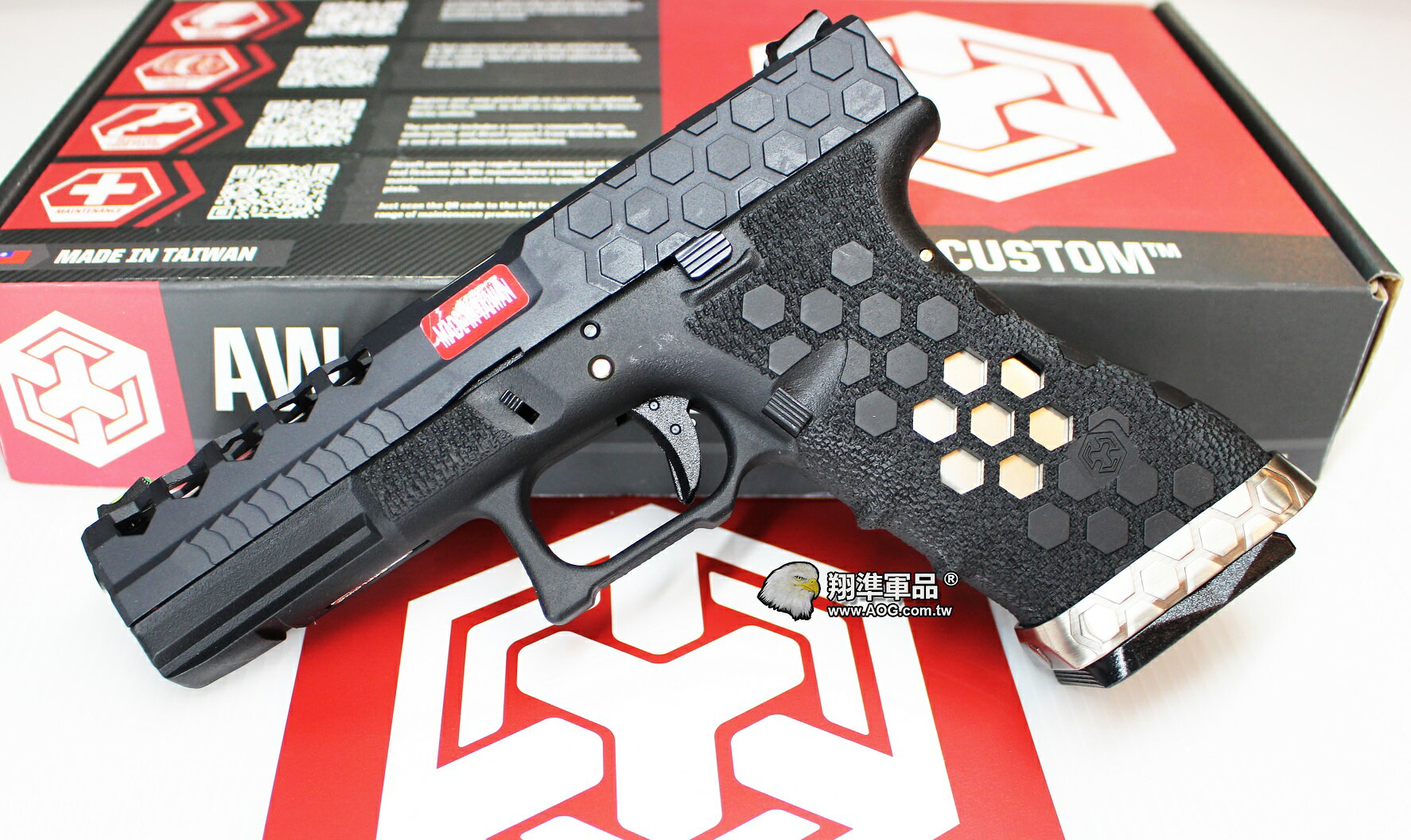 【翔準軍品AOG】AW G17 蜂巢版 G17 六角紋 WE Armorer Works 黑色 瓦斯手槍 D-02-08-A