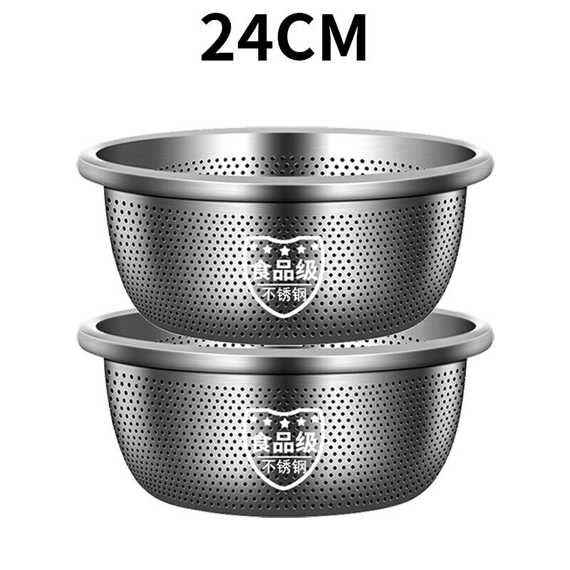 【喜挖】食品級不銹鋼瀝水籃加厚洗菜淘米篩水籃瀝水淘米漏盆 0