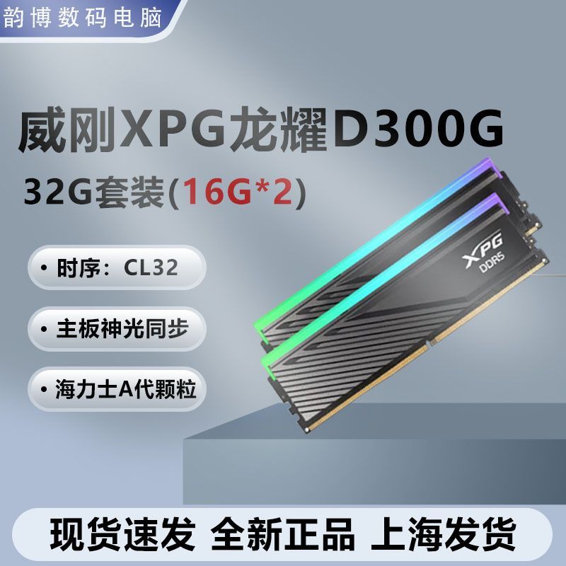 【千羽家居】

威剛XPG龍耀D300G DDR5內存32G套裝(16*2)RGB燈條電競海力士A代