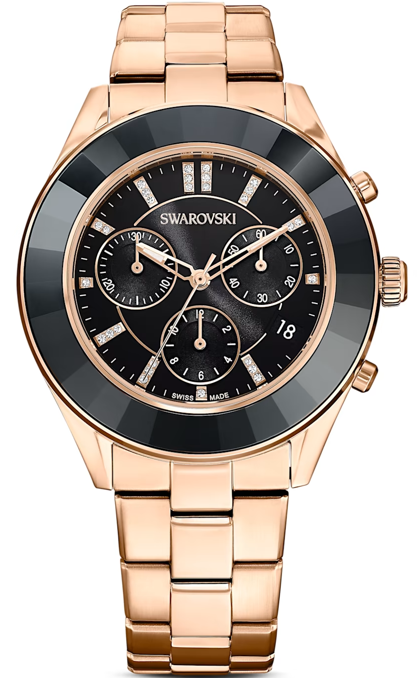 SWAROVSKI施華洛世奇 Octea Lux Chrono手錶(5610478)-39mm-黑面鋼帶【刷卡回饋 分期0利率】【APP下單22%點數回饋】