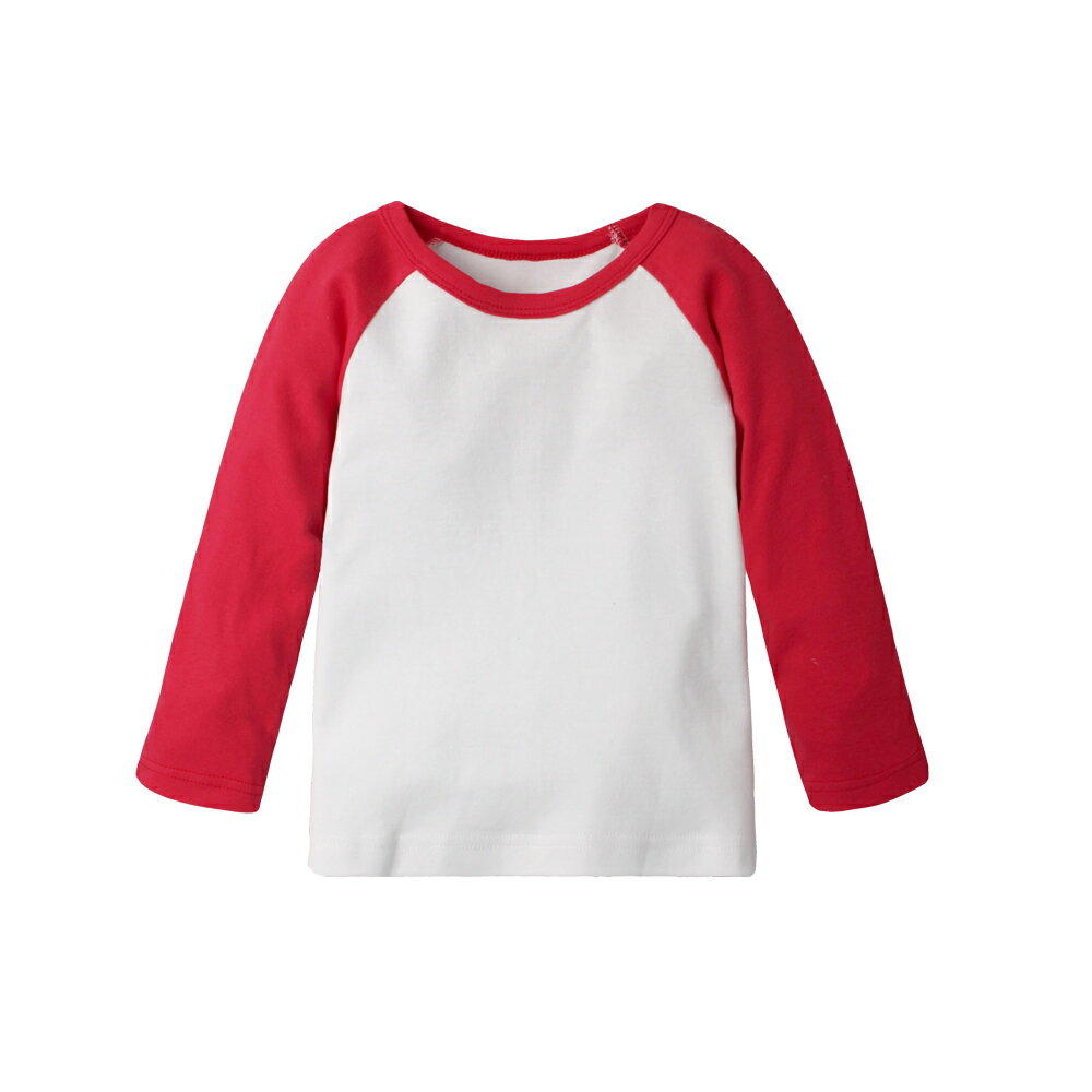 兒童上衣 純棉長袖 素面圓領T 插間袖 60266 5