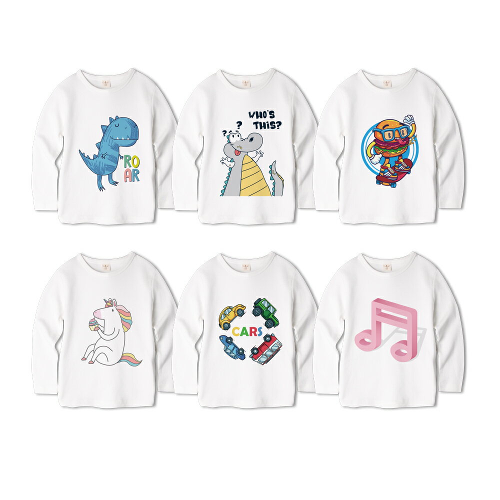 長袖上衣 獨家設計 趣味印花 純棉T恤圓領 數位印花 上衣 圓領T 66346