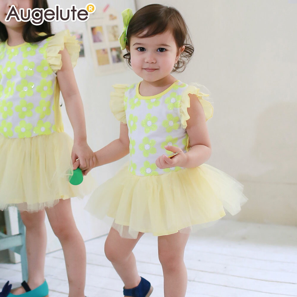 女寶寶包屁裙 亮片花朵 姐妹裝 包屁衣 包屁衣 爬服 哈衣 Augelute Baby 32155