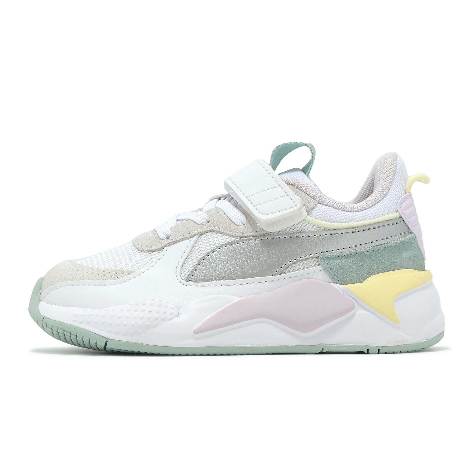 Puma 休閒鞋 RS-X Metallic AC+PS 中童 白 綠 魔鬼氈 小朋友 拼接 緩衝 39198510