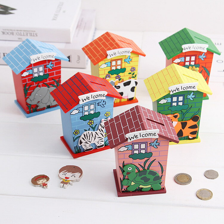 創意學生獎品兒童大號存錢罐卡通木質硬幣儲蓄罐可以廣告禮物