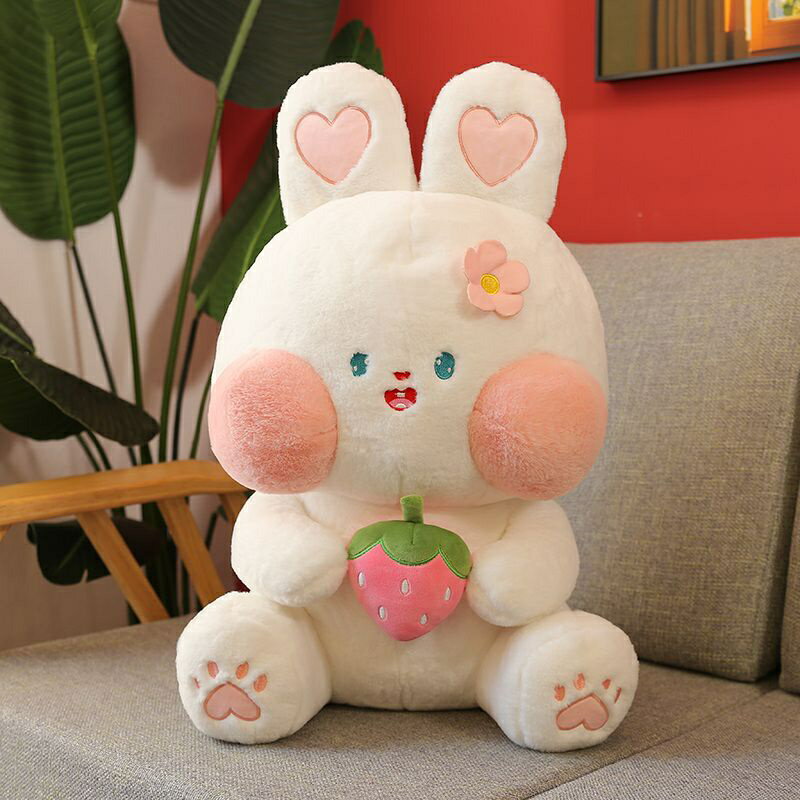 【玩偶】可愛草莓小兔子玩偶軟萌白兔公仔女生床上抱著睡覺佈娃娃新年禮物