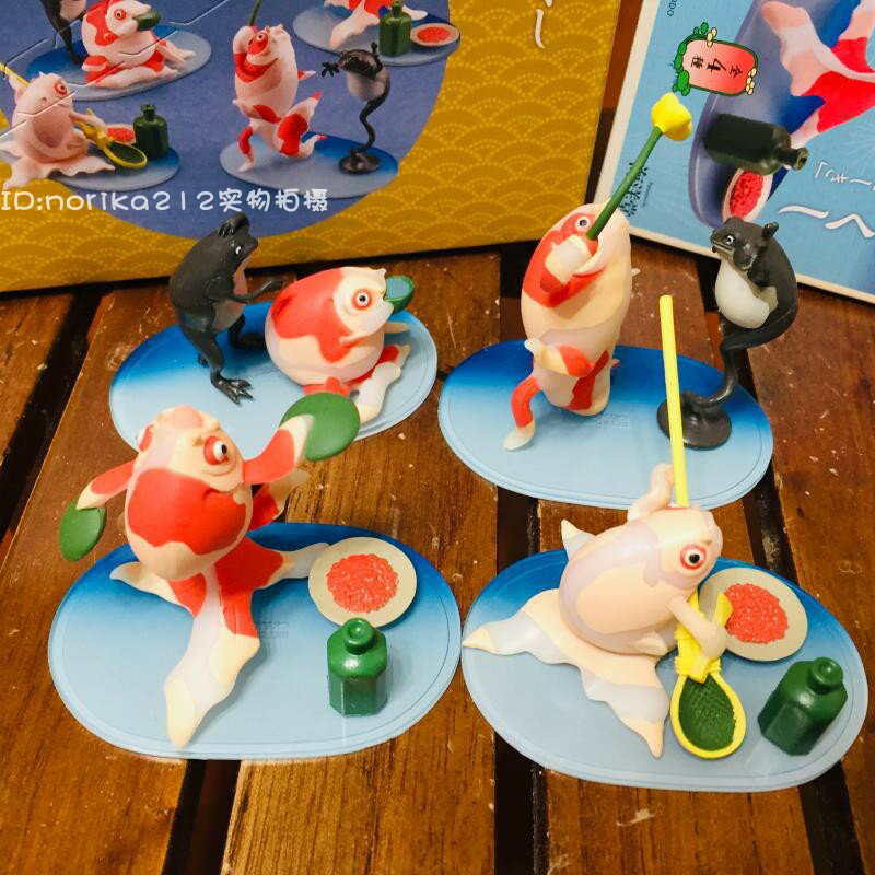 日版海洋堂miniQ名畫立體擺件歌川國芳金魚酒宴浮世繪盲盒蛋潮玩