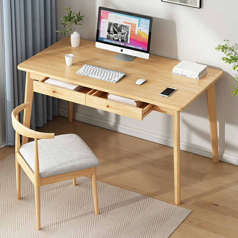 臺式電腦桌書桌家用臥室學生寫字學習桌實木腿簡易辦公桌角落桌子