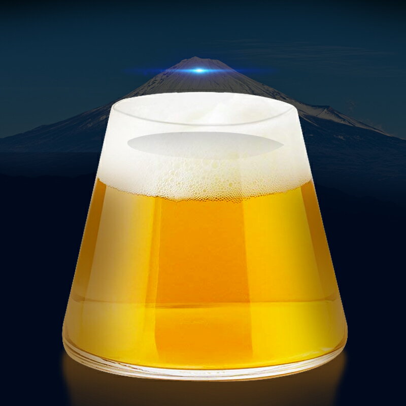 富士山玻璃杯啤酒杯高硼硅耐熱水杯雞尾酒甜品果汁杯早餐杯子茶杯