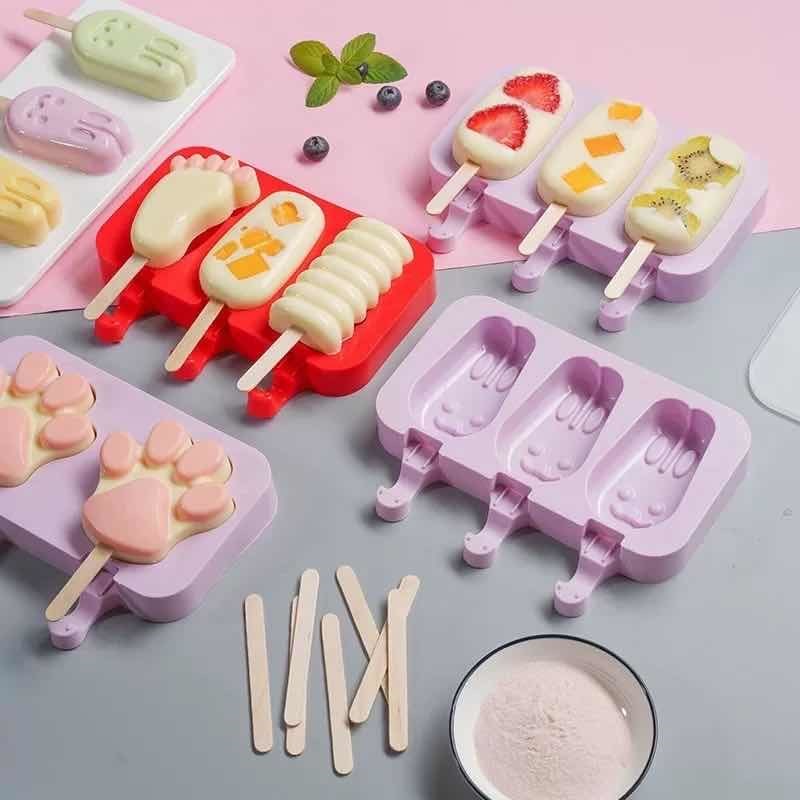 硅膠自制雪糕模具冰棒冰糕冰激凌盒冰棍模具家用制作卡通冰塊模型
