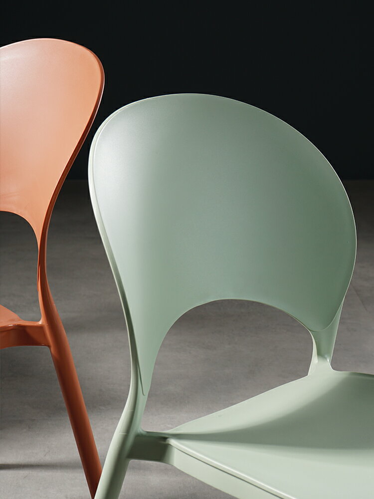 小戶型塑料椅家用可疊放現代簡約戶外靠背休閑椅子奶茶店洽談桌椅 1