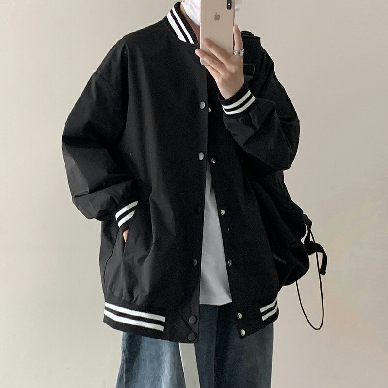 夏季新款oversize棒球服夾克外套男士寬松薄款情侶春裝運動上衣潮