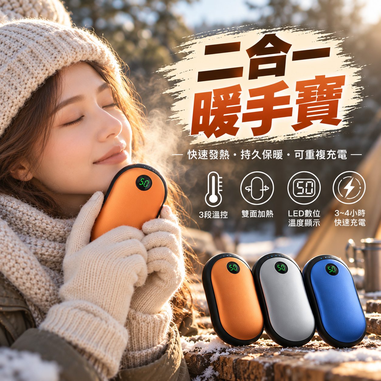 三檔控溫暖手寶 雙面發熱 防寒保暖用品