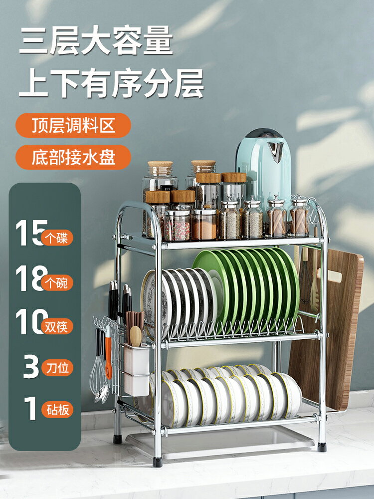 廚房碗盤碗碟收納放碗架瀝水架子盤子碗筷收納盒碗櫃置物架不銹鋼
