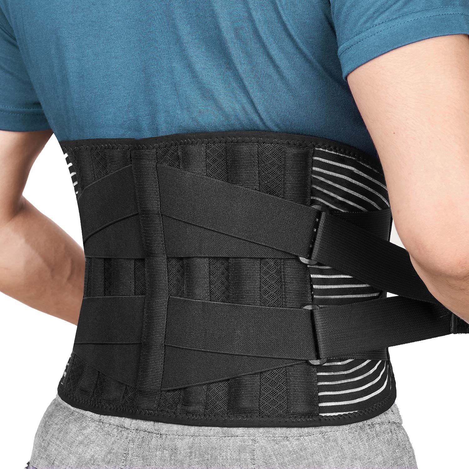 運動護具 運動支撐護腰可調節彈力雙綁帶加壓勞保束腰帶網布透氣健身護腰帶-快速出貨