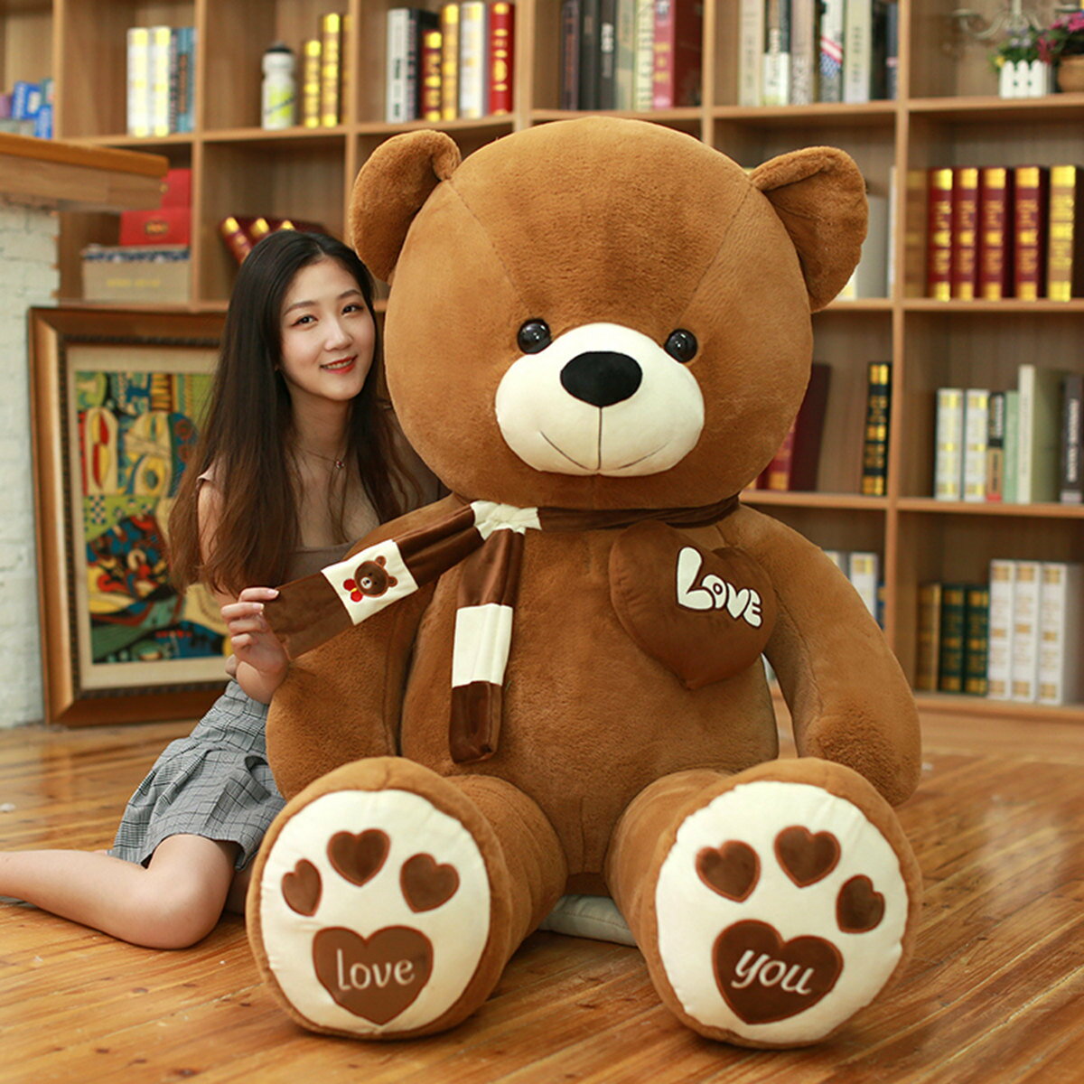 愛心大熊毛絨玩具1米泰迪熊玩偶大號情侶抱抱熊生日禮物可