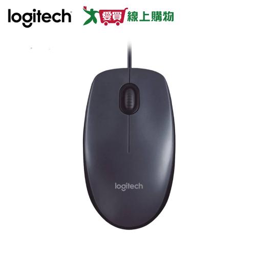 Logitech羅技 USB有線光學滑鼠M90-黑灰【台灣公司貨】【愛買】