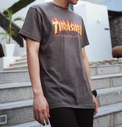 FINDSENSE MD 韓國 潮 男 時尚 火焰字母圖案印花 短袖T恤 特色T恤 字母T 打底衫 上衣