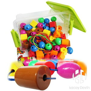 大號串珠玩具75件兒童串珠玩具穿線玩具嬰兒早教類益智玩具幼兒園【聚物優品】