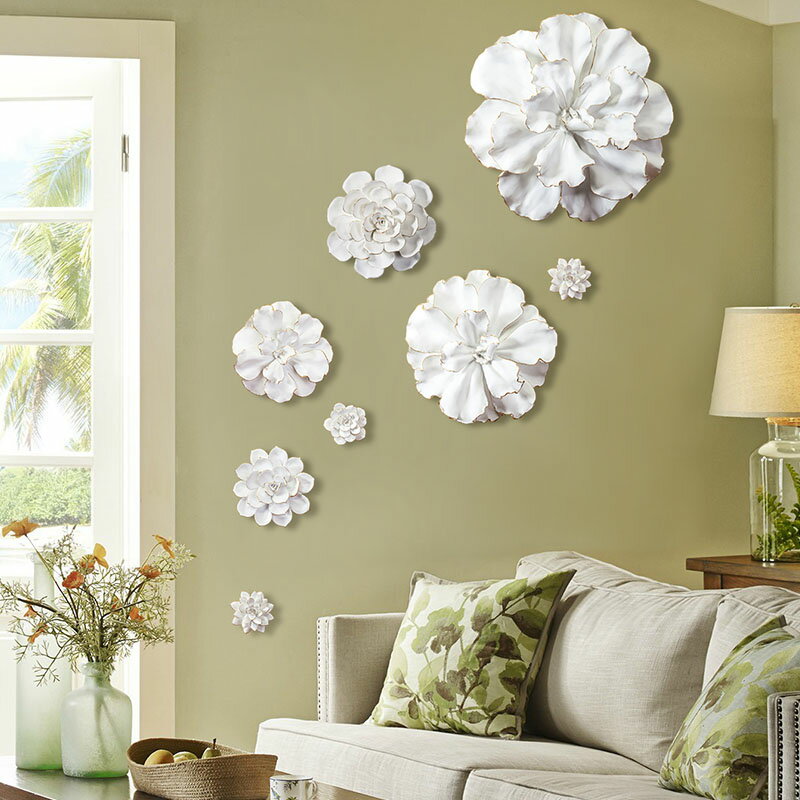 歐式立體樹脂花朵壁飾 家居客廳背景墻上裝飾品創意墻壁掛墻飾
