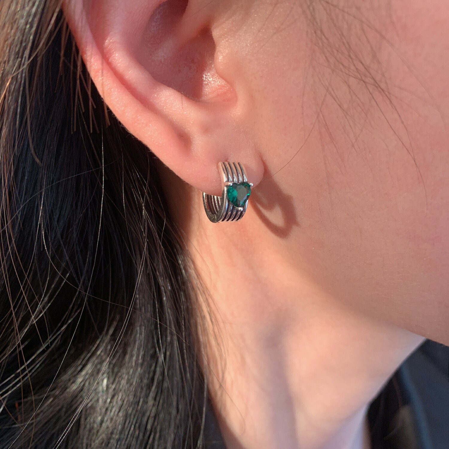 小寶s925純銀復古鋯石獨特設計愛心耳環女小眾輕奢高級感氣質耳扣