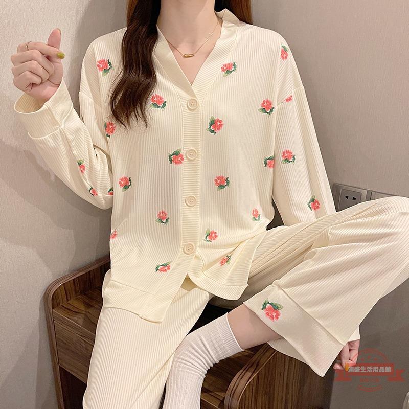 春秋款睡衣女冰絲甜美高階感時尚休閑網紅減齡少女絲綢家居服套裝