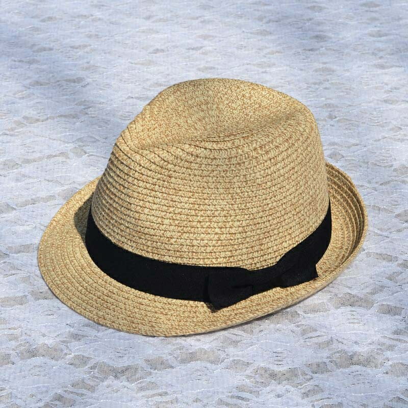 夾色潮人草帽禮帽男女夏季出游遮陽防曬沙灘帽擋紫外線可折疊1入