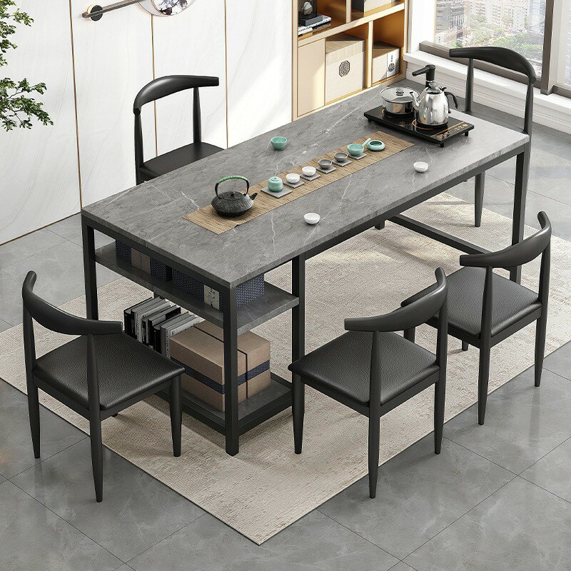 可開發票 茶桌椅組合一桌五椅新中式家用陽臺泡茶桌功夫茶幾桌辦公室小茶