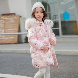 女童羽絨棉服兒童中長款童裝女孩中大童加厚冬裝2021新款洋氣外套