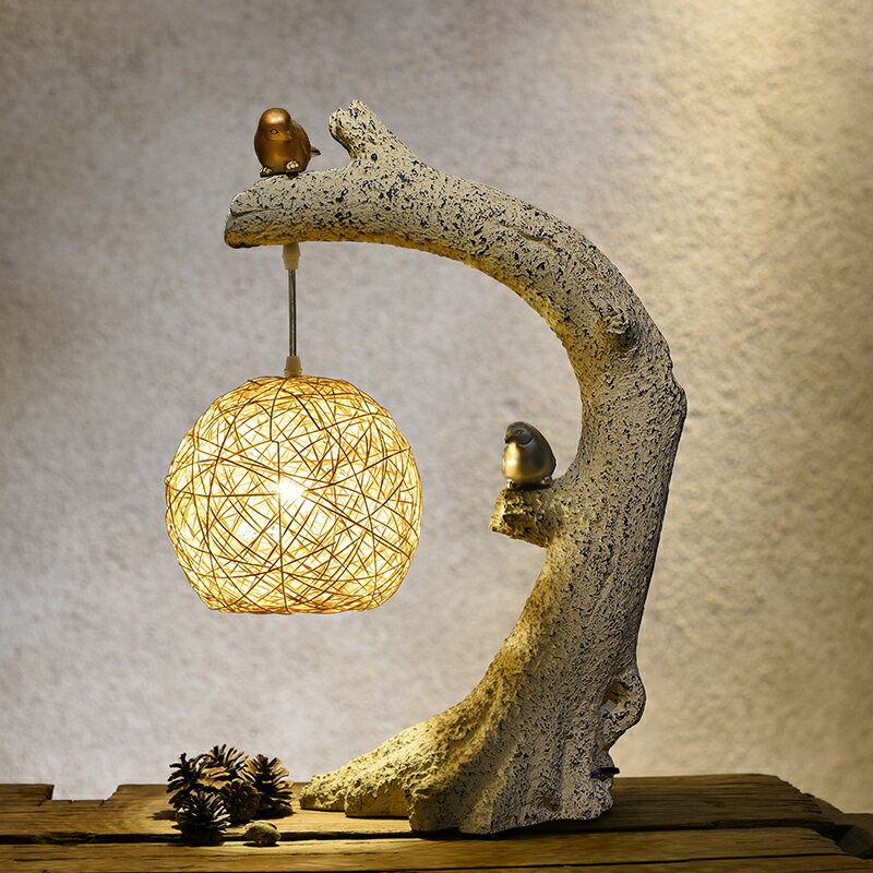 創意新中式樹根臺燈禪意擺件個性裝飾客廳臥室床頭燈藝術復古臺燈
