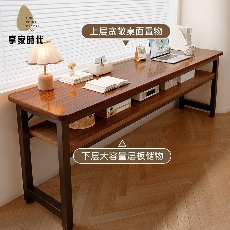 現貨 電腦桌 辦公桌 長條桌子簡易雙人書桌學生家用臥室電腦桌辦公長方形靠墻窄桌 八折下殺wy29