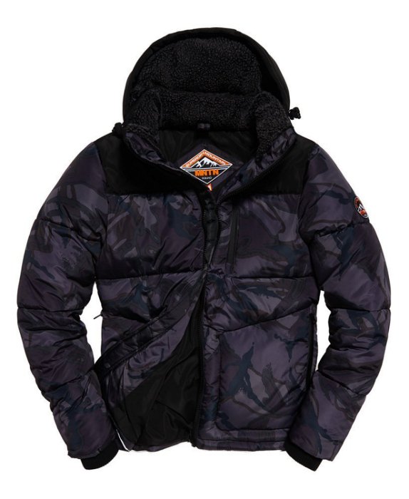 極度乾燥 Superdry 跩狗嚴選 Expedition 拓荒者 保暖加厚款 黑迷彩 風衣 外套 連帽可拆 防寒 黑 拼接