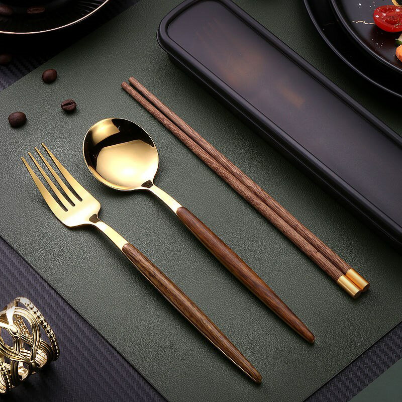 便攜餐具筷子勺子套裝學生上班族餐具盒便攜式筷子勺子叉子三件套