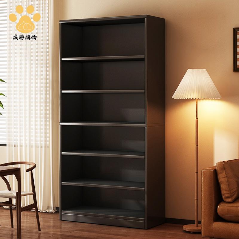 實木書架 復古黑色書櫃 置物架 家用客廳靠墻展示櫃子 收納櫃 沙發邊櫃Y9/12