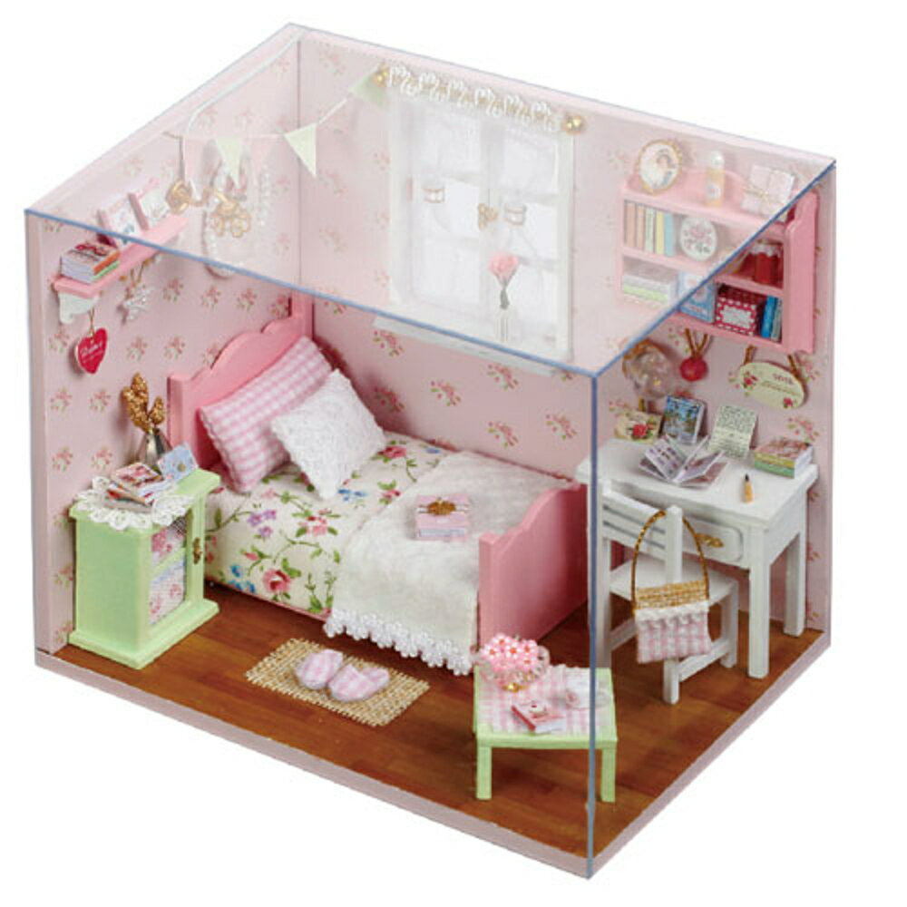 ✤宜家✤【WT16122124】 手製DIY小屋 手工拼裝房屋模型建築 含展示盒-陽光天使