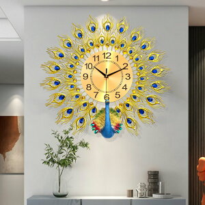 孔雀石英鐘表掛鐘客廳歐式創意家用靜音個性裝飾時尚時鐘掛墻掛表