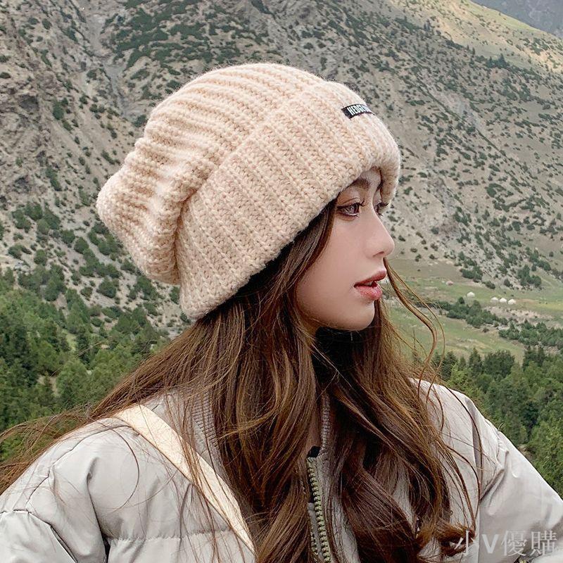 加絨帽子女秋冬季大頭圍時尚針織毛線加厚保暖韓版學生可愛顯臉小