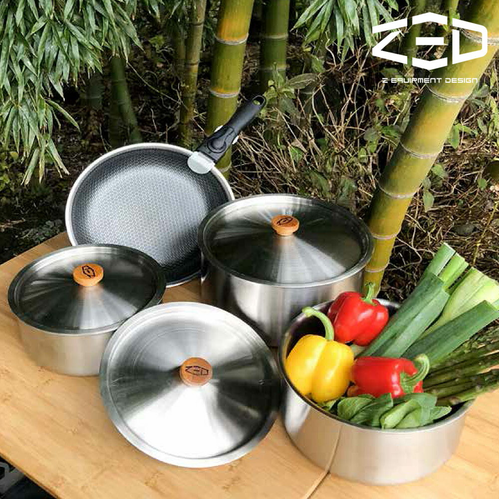ZED 戶外不鏽鋼鍋具組XL ZHACK0301 / 露營 野炊 湯鍋 不沾鍋 戶外 野餐 聚餐 韓國品牌