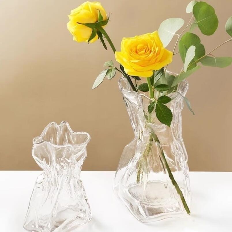 不規則花瓶透明玻璃插花水養鮮花異形高級感客廳裝飾擺件【繁星小鎮】