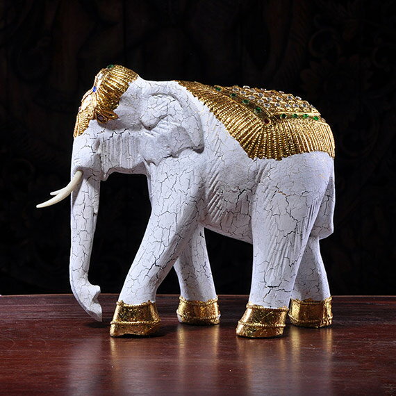 泰國大象招財吉祥木雕實木創意擺件東南亞客廳高檔擺設裝飾用品1入