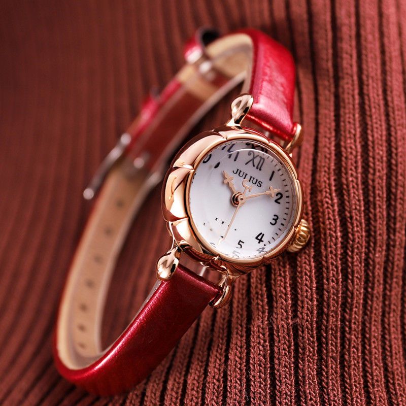 聚利時女表水鉆時裝表小巧時尚復古學生小表盤真皮帶女士手表 女錶