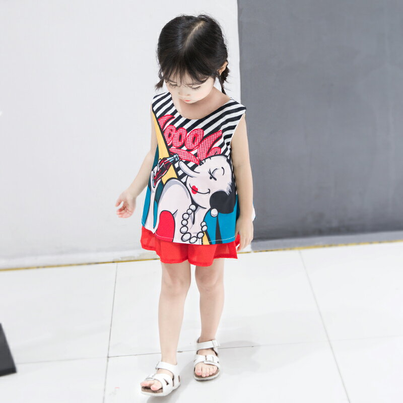 童裝女童夏裝新款洋氣套裝兒童韓版時尚背心短褲雪紡兩件套潮 7