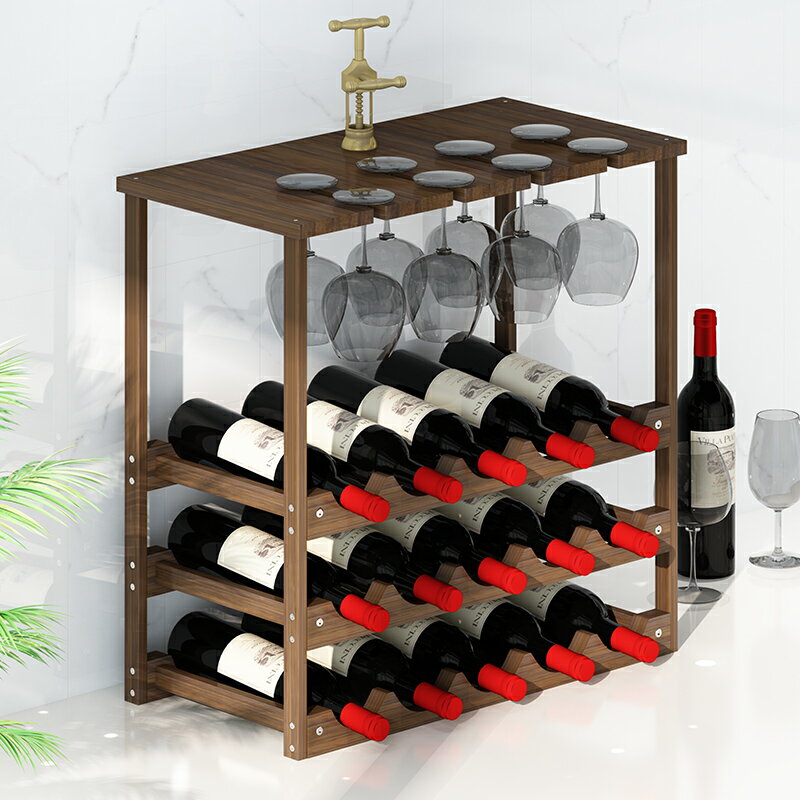 新中式酒架置物架家用收納放酒瓶展示架葡萄酒架格紅酒架擺件架子