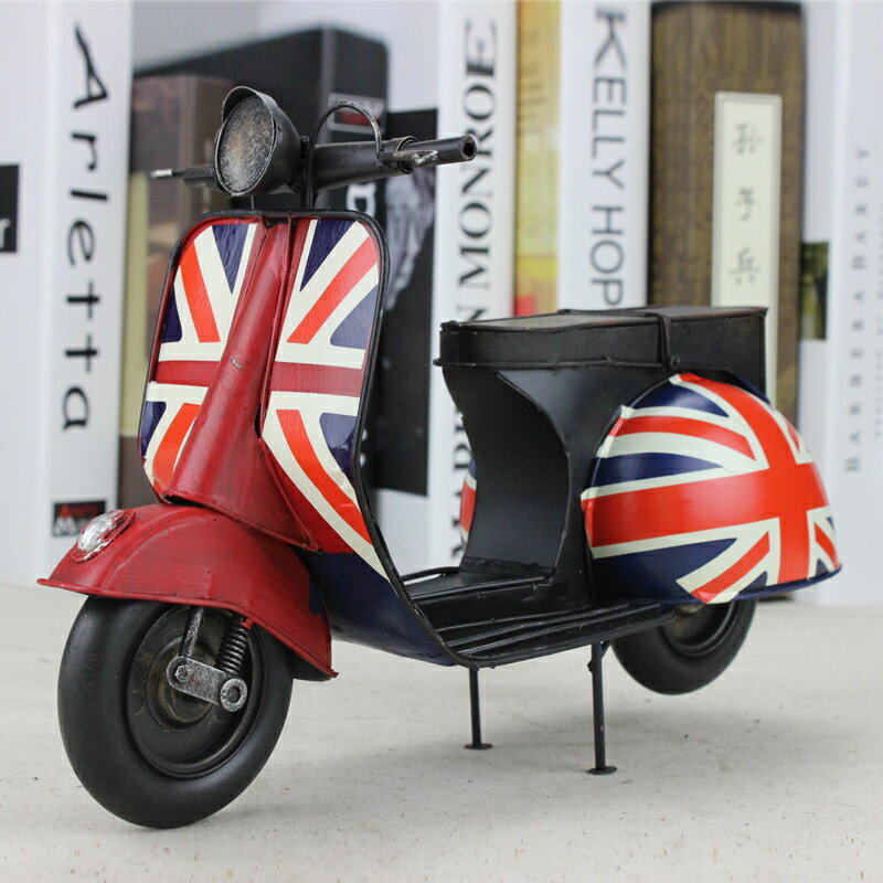 迷你踏板摩托車模型 復古懷舊手工鐵皮家居裝飾品擺件 生日禮物