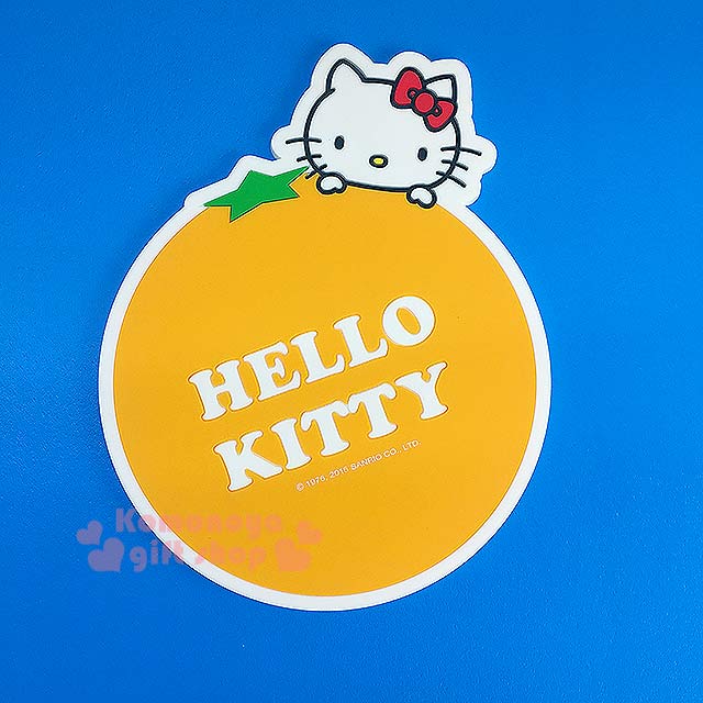 〔小禮堂〕Hello Kitty 造型環保防滑杯墊《橘.大臉.柳丁》生活小物