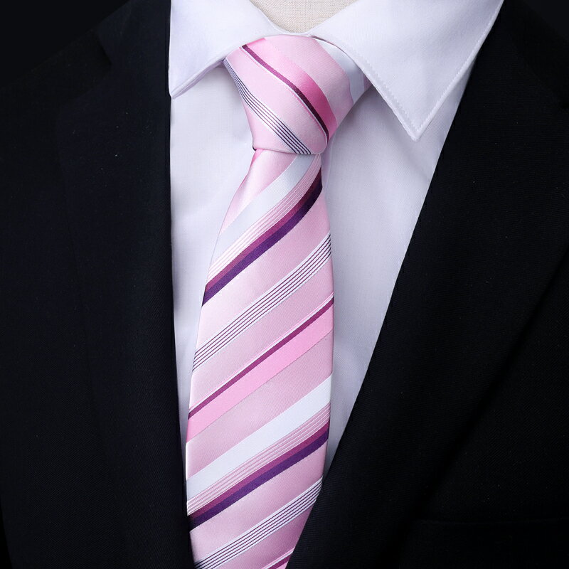 帶帶帥 包郵窄版6cm男女韓版時尚休閑細領帶 粉色條紋領帶